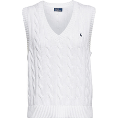 Polo Ralph Lauren Dame - Hvid Overdele Polo Ralph Lauren Cable-Knit Cotton Sweater Vest - White