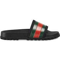 Gucci Badesandaler Gucci Web Rubber Slide Sandal - Black Rubber