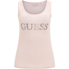 Guess Pink Overdele Guess Rhinestones Logo Tank Top - Pink