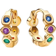Pandora Krystal Øreringe Pandora Marvel The Avengers Infinity Stones Hoop Earrings - Gold/Crystal/Multicolour