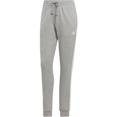 Fløjl Bukser adidas Essentials 3-Stripes French Terry Cuffed Pants - Medium Gray Heather/White