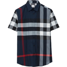 Burberry Ternede Skjorter Burberry Check Stretch Poplin Shirt - Navy
