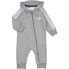 Adidas 86 Børnetøj adidas Infant Essentials 3-Stripes French Terry Bodysuit - Medium Grey Heather/White