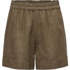 Only 34 Bukser & Shorts Only High Waist Linen Blend Shorts - Brun/Cub