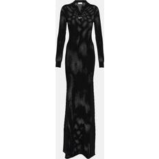 Off-White High-neck mesh maxi dress black