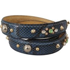 Dolce & Gabbana Blue Exotic Leather Crystals Skulder Strap Blue ONESIZE