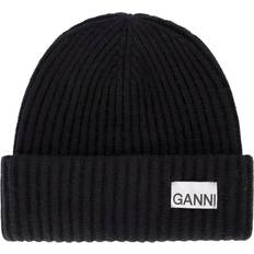 Ganni Polyamid Tøj Ganni Rib Knit Beanie - Black