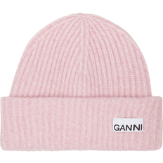 Pink - Polyamid Huer Ganni Rib Knit Beanie - Pink