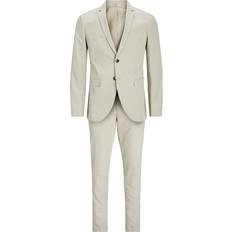 Elastan/Lycra/Spandex - Herre Jakkesæt Jack & Jones Franco Slim Fit Suit - Grey/Pure Cashmere