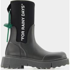 Dame - Stof Gummistøvler Off-White sponge rubber rain boots women Rubber/Rubber/Fabric/Fabric Black