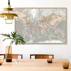 Bomuld - Grå Vægdekorationer Incado World Map Opslagstavle 116x80cm