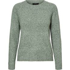 Dame - Elastan/Lycra/Spandex - XXL Sweatere Vero Moda Doffy O-Neck Long Sleeved Knitted Sweater - Green/Laurel Wreath