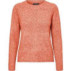 Dame - Nylon - Orange Overdele Vero Moda Doffy O-Neck Long Sleeved Knitted Sweater - Orange/Tangerine Tango