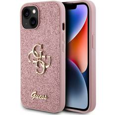 Guess Apple iPhone 15 Mobiletuier Guess Fixed Glitter 4G Metal Logo Case for iPhone 15
