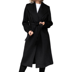 Selected 40 - Sort Overtøj Selected Belted Wool Coat - Black