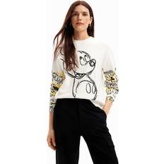 Desigual Hvid Sweatere Desigual Mickey Mouse embroidered pullover WHITE