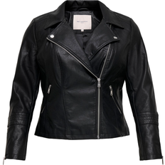 54 - Sort - Viskose Overtøj Only Emmy Curvy Biker Faux Leather Jacket - Black