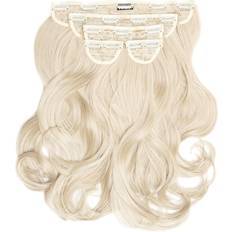 Lullabellz Super Thick Blow Dry Wavy Clip In Hair Extensions 16 inch Bleach Blonde 5-pack