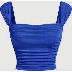 Firkantet - Polyester Toppe Shein Solid Ruched Tank Top