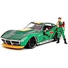 Jada Toys Street Fighter Figur Cammy White mit Modellauto 1969er Chevrolet Corvette Stingray ZL1 Set aus Actionfigur 7 cm und Spielzeugauto 20 cm für Fans und Kinder ab 8 Jahre