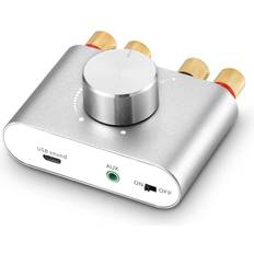 Nördic Bluetooth 5.0 Stereoforsterker Digital Audio Amplifier 2x50W AUX USB BT Silver