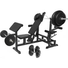 Multifunktionsbænke Træningsbænke sæt Gorilla Sports Multigym Basic Black 100kg