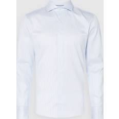 Eterna Blå - Herre - XL Overdele Eterna SLIM FIT Shirt in light blue striped