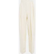 Stella McCartney High-rise pleated straight pants beige