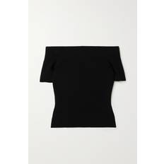 Alexander McQueen Dame Tøj Alexander McQueen Womens Black Off-shoulder Ribbed Knitted top