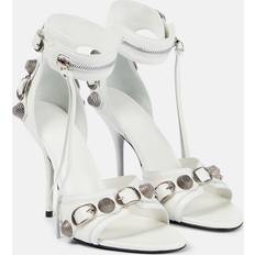 Gummi - Hvid Sandaler med hæl Balenciaga Embellished leather sandals white