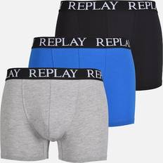 Replay Herre Undertøj Replay 3-Pack Classic Logo Boxer Trunks, Black/Grey/Blue