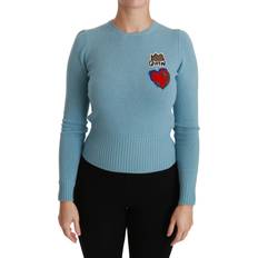 Dolce & Gabbana Uld Sweatere Dolce & Gabbana Uld Silke Sweater Blue IT36/XS