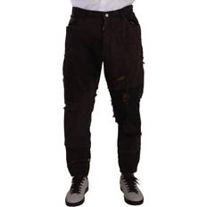 Dolce & Gabbana Brown Cotton Distressed Regular Denim Jeans IT48