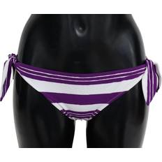 Hvid - Nylon Bikinitrusser Dolce & Gabbana Purple White Stripes Beachwear Bikini Bottom IT2