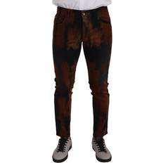 Dolce & Gabbana Black Brown Tie Dye Cotton Skinny Denim Jeans IT48