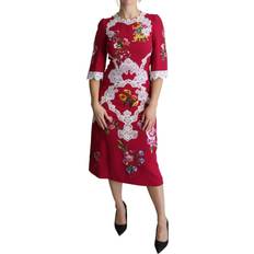 Midikjoler - Rød Dolce & Gabbana Women's Floral Embroidered Sheath Midi Dress - Red