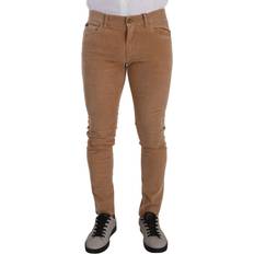 Dolce & Gabbana Slim Jeans Dolce & Gabbana Brown Corduroy Cotton Skinny Slim Fit Jeans IT48