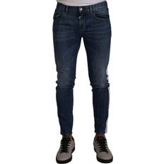 Dolce & Gabbana Slim Bukser & Shorts Dolce & Gabbana Blue Washed Cotton Skinny Denim Jeans IT48