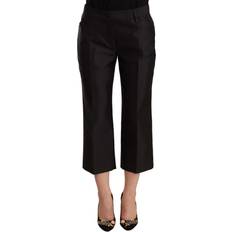 Dolce & Gabbana Dame Bukser Dolce & Gabbana Black 100% Silk Flared Cropped Pants IT42