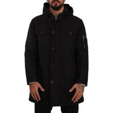 Dolce & Gabbana Bomuld Overtøj Dolce & Gabbana Black Denim Hooded Parka Coat Winter Jacket IT46