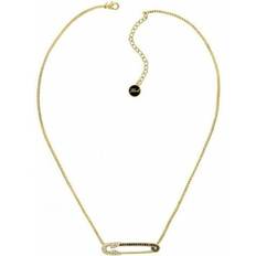 Karl Lagerfeld Safety Pin Necklace - Gold/Black/Transparent