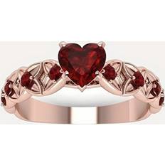 Dame - Zink Ringe Shein 1pc Sweet Elegant Fashionable Hollow Out Love Heart Design Women's Ring With Inlaid Red For Dating, Party, Wedding, Anniversary Celebration, Etc