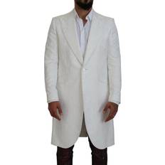 48 - Herre - Hvid Jakker Dolce & Gabbana White Floral Brocade Trench Coat Jacket White IT48/M