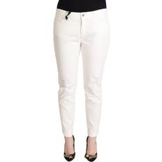 48 - Dame - Elastan/Lycra/Spandex - XXL Jeans Dolce & Gabbana White Cotton Skinny Denim Women Pretty Jeans IT48
