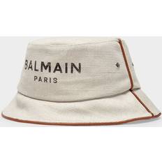 Dame - Hør Hovedbeklædning Balmain logo-print bucket hat women Cotton/Linen/Flax Neutrals