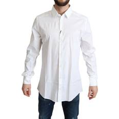 Elastan/Lycra/Spandex - Herre - S Kjoler Dolce & Gabbana White Cotton Stretch Men Dress Formal Shirt IT38