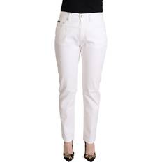 Dolce & Gabbana Dame Jeans Dolce & Gabbana White Cotton Mid Waist Denim Tapered Jeans IT40