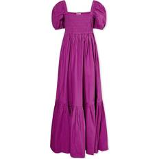 Lange kjoler - Lilla Ganni Cotton Poplin Smock Maxi Dress Kvinde Maxi Kjoler hos Magasin Purple Wine
