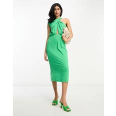 ASOS Dame - Firkantet Tøj ASOS ASOS DESIGN – Grön, ärmlös och midilång fodralklänning med ett axelband-Grön/a