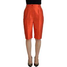 Dolce & Gabbana Dame - Orange Bukser & Shorts Dolce & Gabbana Orange Silk High Waist Cropped Pants Orange IT40/S